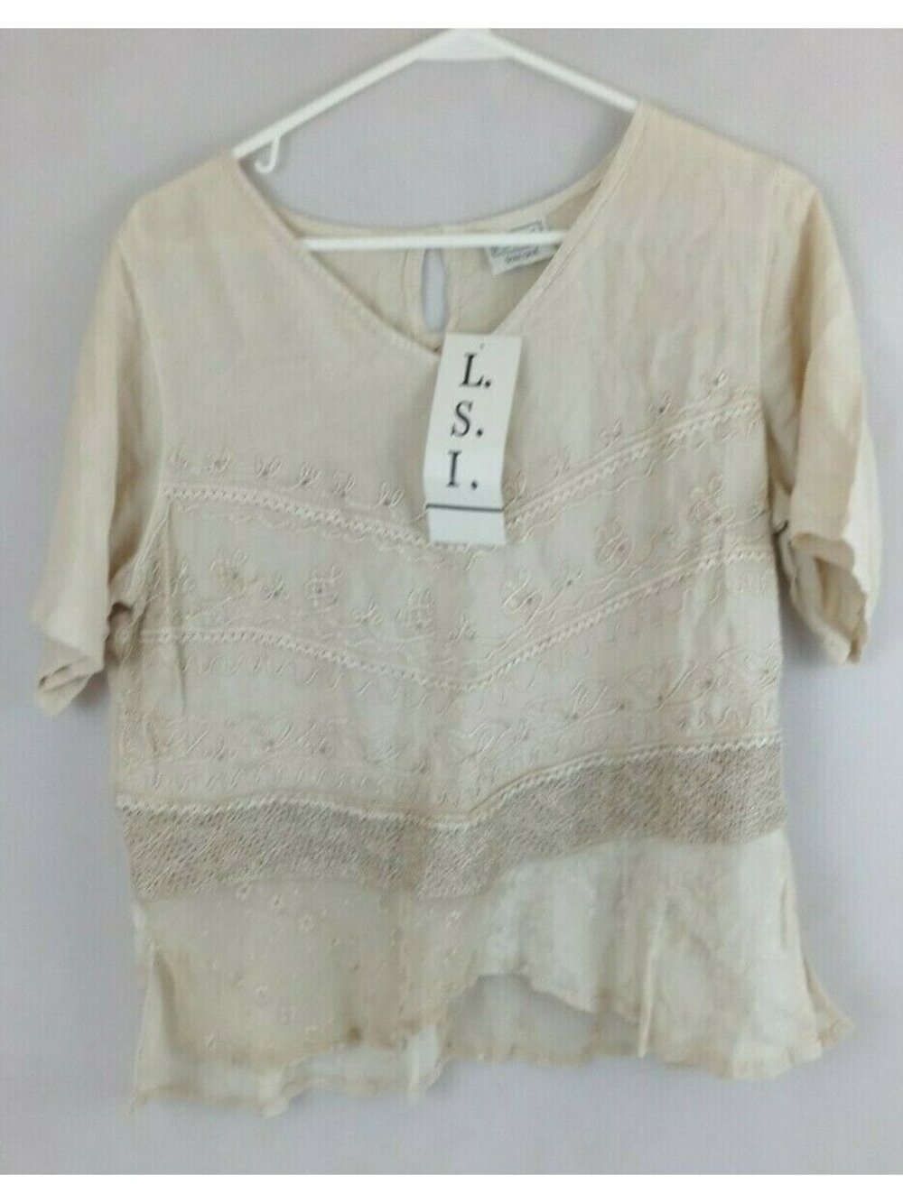 NWT L.S.I Embroidered FOAN Colored Blouse Size 1